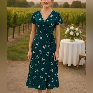 Monk & Lou Green Floral Wrap dress